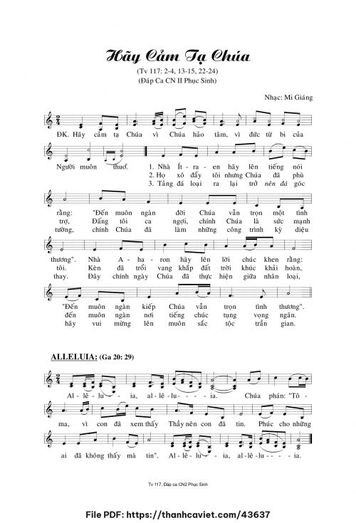 Hãy cảm tạ Chúa - Mi Giáng - trang 1