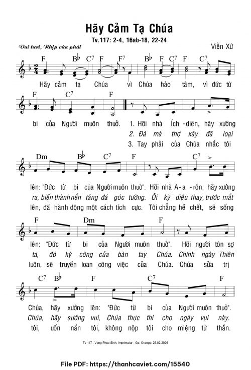 Hãy cảm tạ Chúa - Viễn Xứ - trang 1