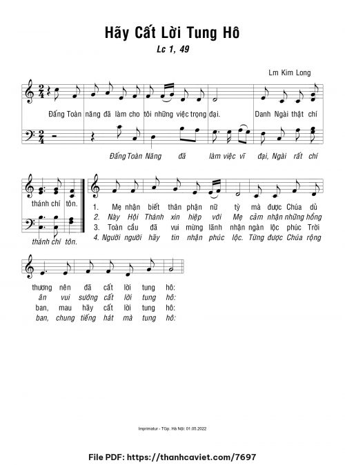 Hãy cất lời tung hô - Lm. Kim Long - trang 1