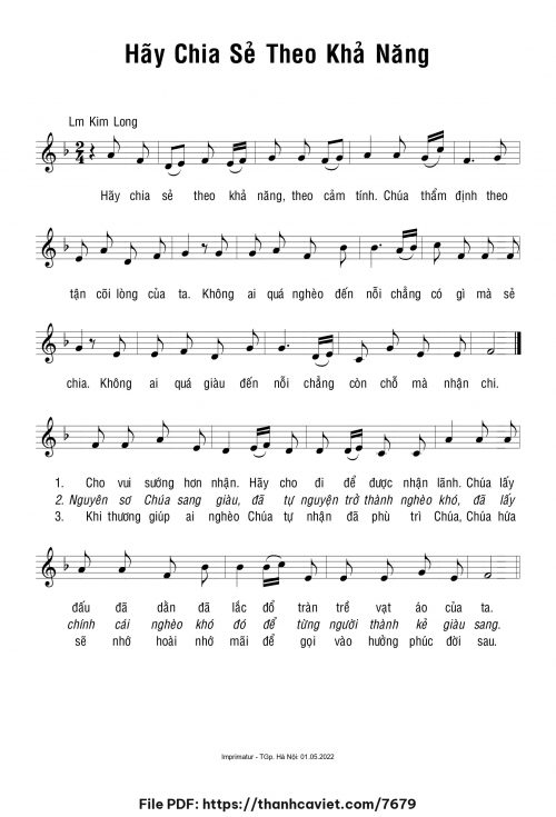Hãy chia sẻ theo khả năng - Lm. Kim Long - trang 1
