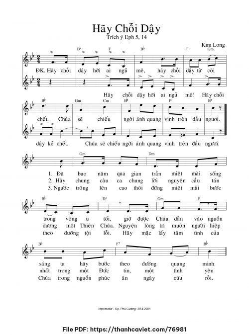 Hãy chỗi dậy - Lm. Kim Long - trang 1