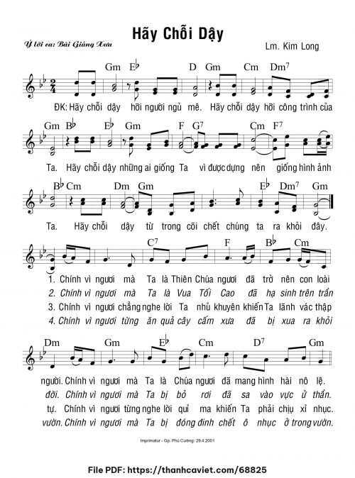 Hãy chỗi dậy - Lm. Kim Long - trang 1