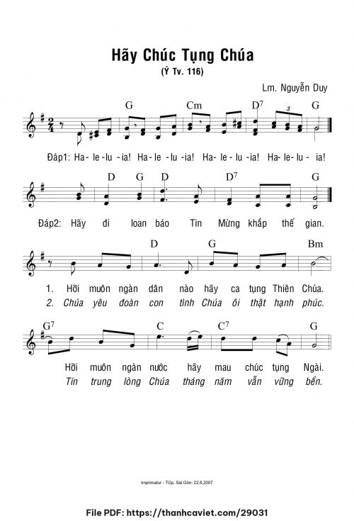 Hãy chúc tụng Chúa - Lm. Nguyễn Duy - trang 1