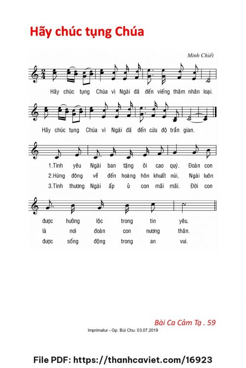 Hãy chúc tụng Chúa - Lm. Minh Chiết - trang 1