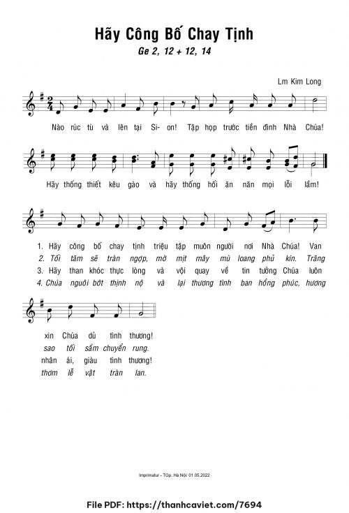 Hãy công bố chay tịnh - Lm. Kim Long - trang 1