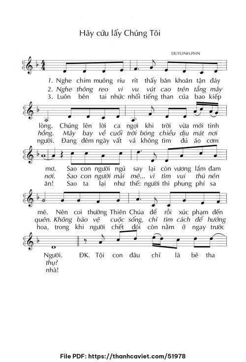 Hãy cứu lấy chúng tôi - Lm. DUYLINH.PHN - trang 1