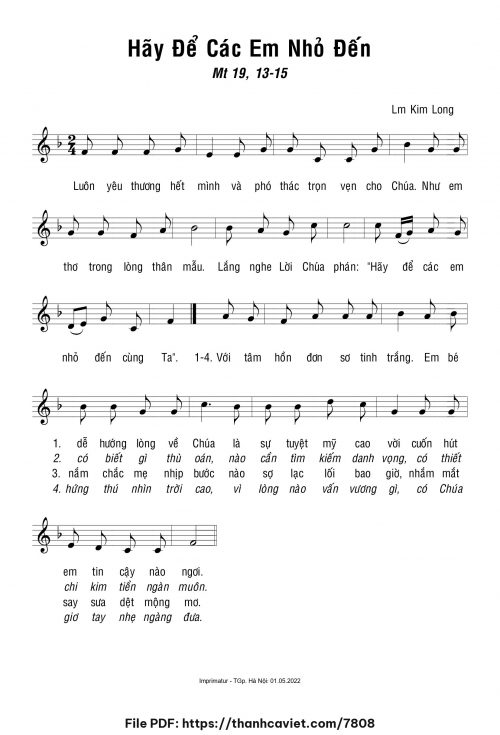 Hãy để các em nhỏ đến - Lm. Kim Long - trang 1