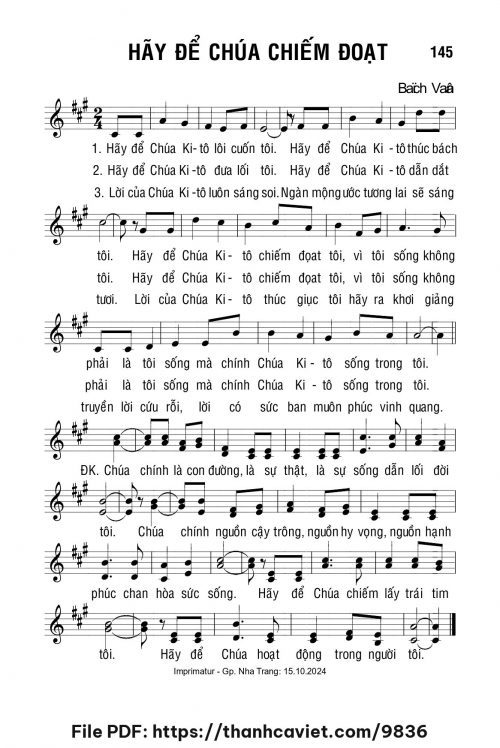 Hãy để Chúa chiếm đoạt - Lm. Bạch Vân - trang 1