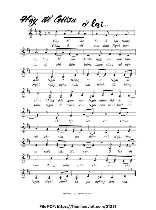 Hãy để Giêsu ở lại - Đức Khải - trang 1