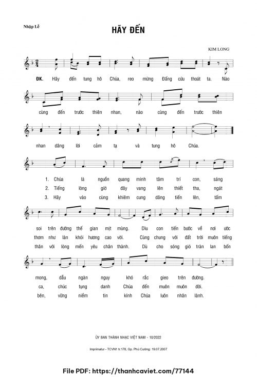 Hãy đến - Lm. Kim Long - trang 1