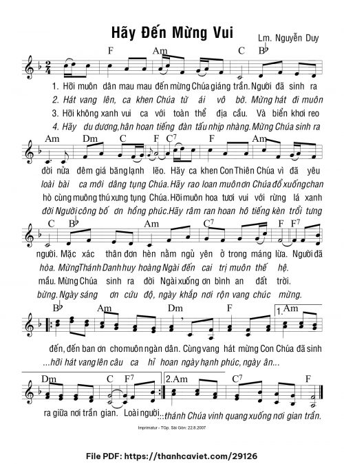 Hãy đến mừng vui - Lm. Nguyễn Duy - trang 1
