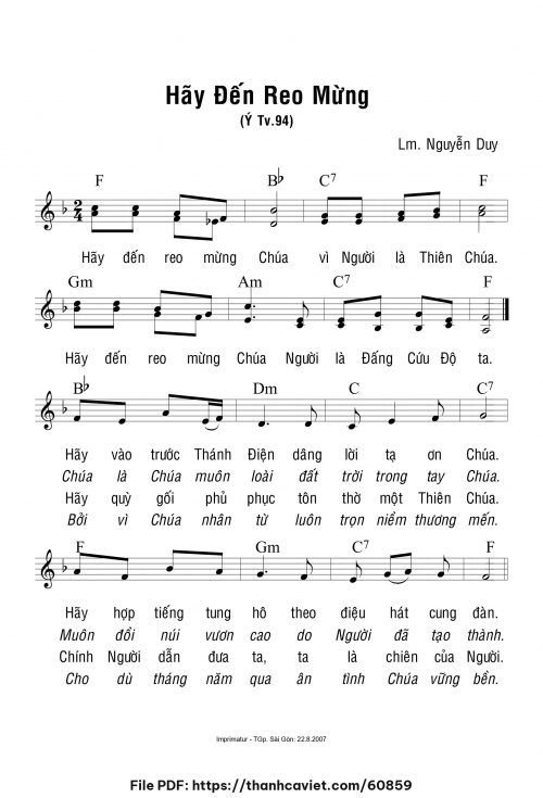 Hãy đến reo mừng - Lm. Nguyễn Duy - trang 1