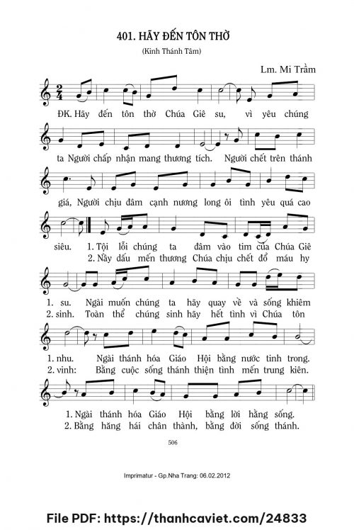 Hãy đến tôn thờ - Lm. Mi Trầm - trang 1