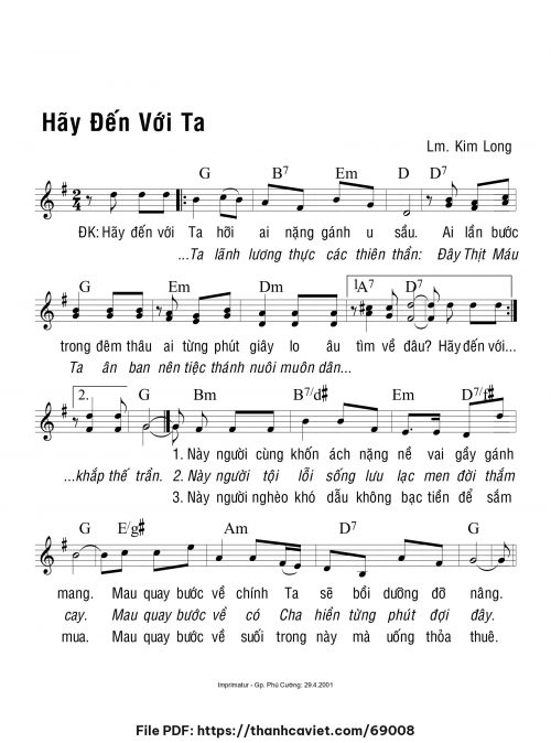 Hãy đến với ta - Lm. Kim Long - trang 1
