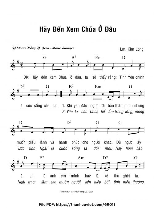 Hãy đến xem Chúa ở đâu - Lm. Kim Long - trang 1