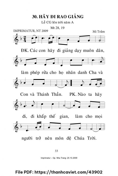 Hãy đi rao giảng [Lễ Chúa Giêsu lên trời năm A] – - Lm. Mi Trầm - trang 1