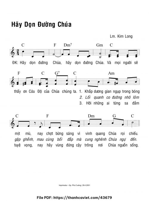 Hãy dọn đường Chúa - Lm. Kim Long - trang 1