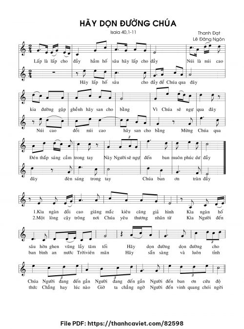 Hãy Dọn Đường Chúa - Thanh Đạt - Lê Đăng Ngôn - trang 1