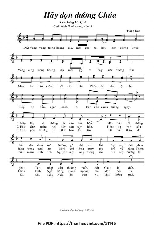 Hãy dọn đường Chúa [Chúa Nhật 2 MVB] - Hoàng Đan - trang 1