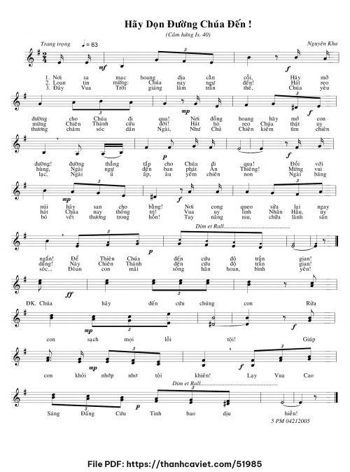 Hãy dọn đường Chúa đến - Nguyên Kha - trang 1