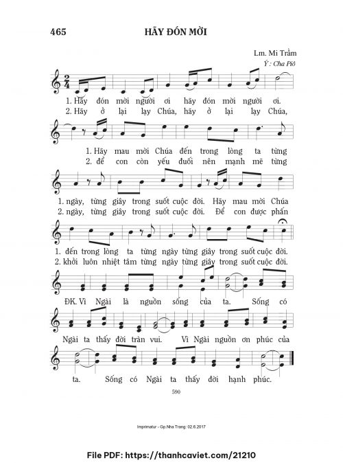 Hãy đón mời - Lm. Mi Trầm - trang 1