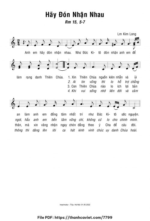 Hãy đón nhận nhau - Lm. Kim Long - trang 1