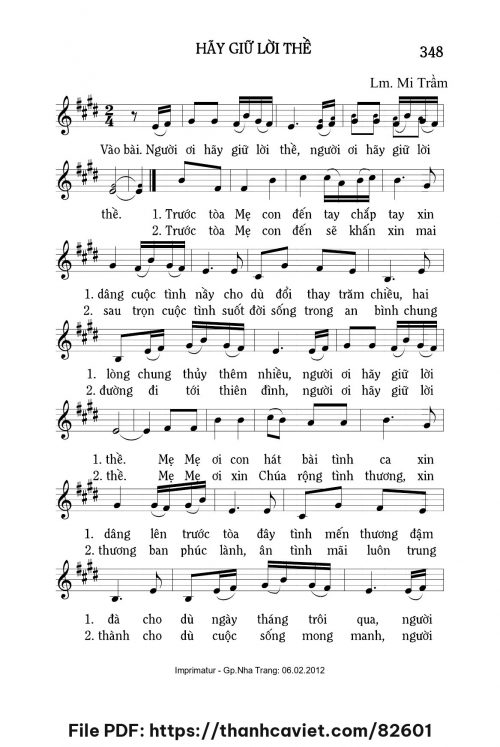 Hãy giữ lời thế - Lm. Mi Trầm - trang 1