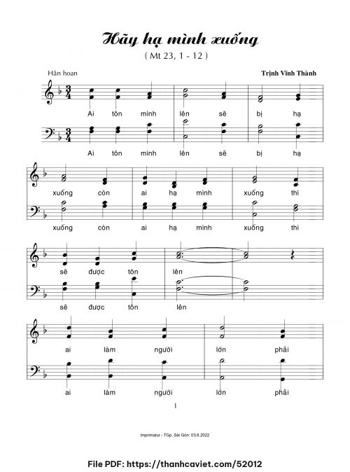 Hãy hạ mình xuống - Trịnh Vĩnh Thành - trang 1