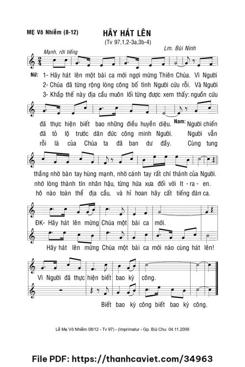 Hãy hát lên - Lm. Bùi Ninh - trang 1