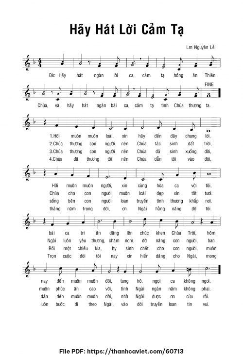 Hãy hát lời cảm tạ - Lm. Nguyên Lễ - trang 1