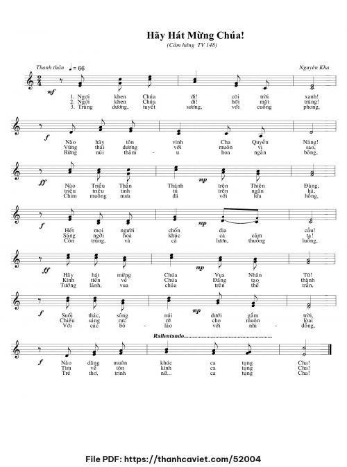 Hãy hát mừng Chúa - Nguyên Kha - trang 1