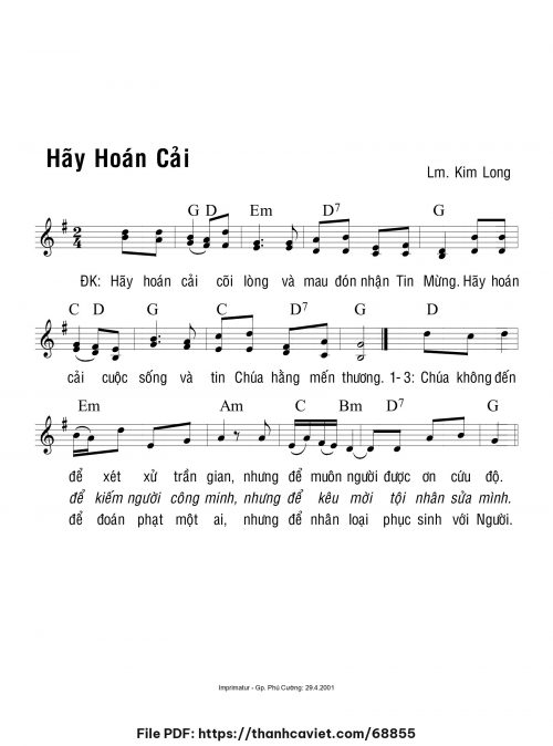 Hãy hoán cải - Lm. Kim Long - trang 1