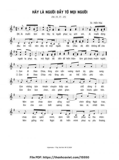 Hãy là người đầy tớ mọi người - Sr. Hiền Hòa - trang 1