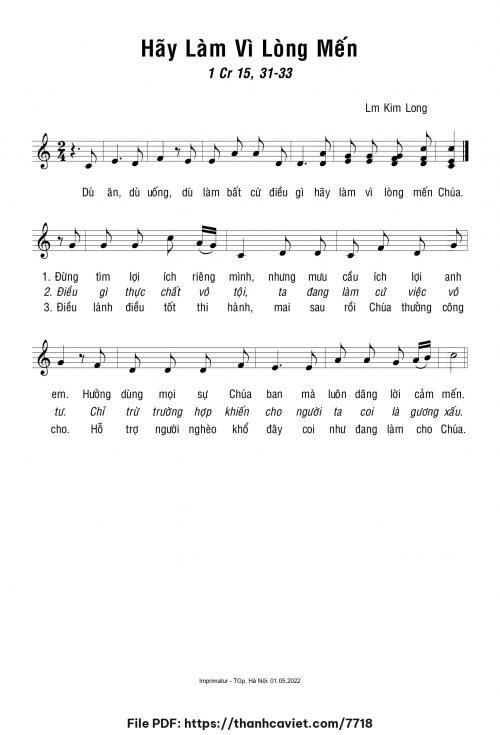 Hãy làm vì lòng mến - Lm. Kim Long - trang 1