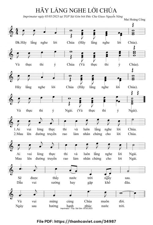 Hãy lắng nghe lời Chúa - Mai Hoàng Công - trang 1