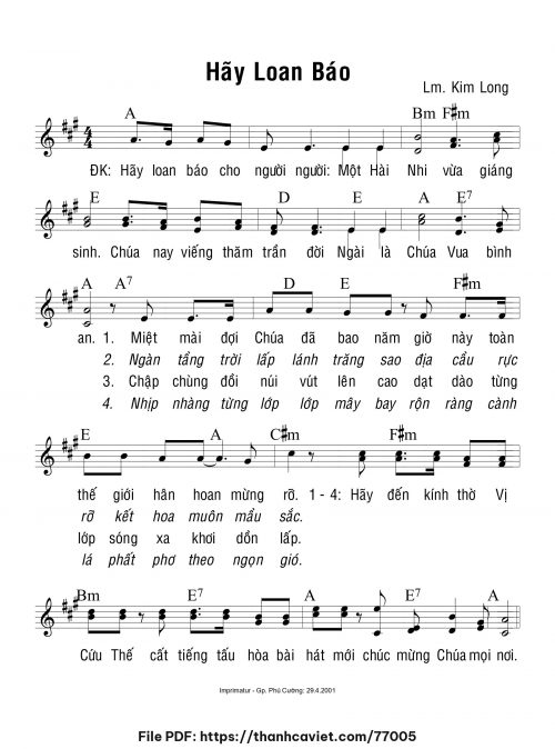 Hãy loan báo - Lm. Kim Long - trang 1