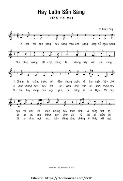 Hãy luôn sẵn sàng - Lm. Kim Long - trang 1