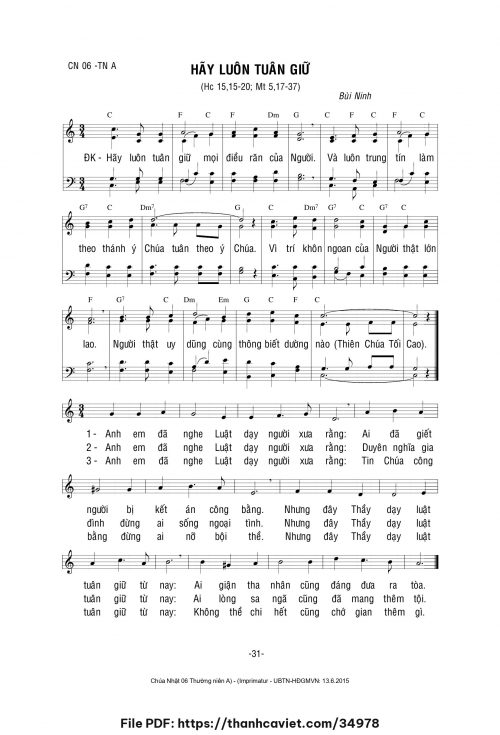 Hãy luôn tuân giữ - Lm. Bùi Ninh - trang 1