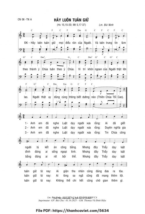Hãy luôn tuân giữ - Lm. Bùi Ninh - trang 1