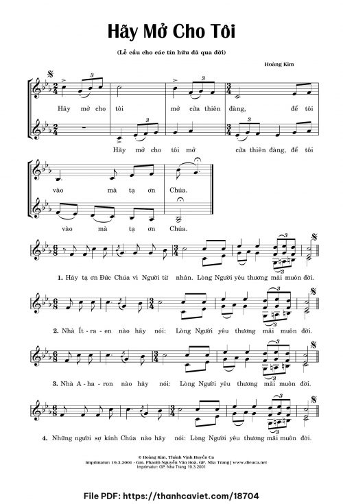 Hãy mở cho tôi - Lm. Hoàng Kim - trang 1