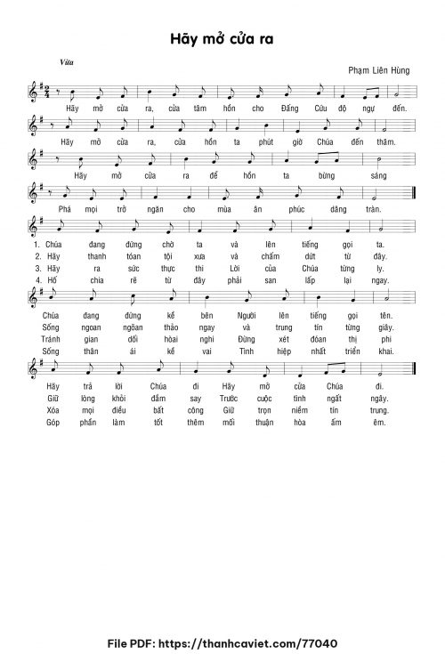 Hãy mở cửa ra - Lm. Phạm Liên Hùng - trang 1
