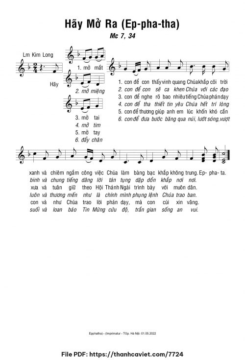 Hãy mở ra - Lm. Kim Long - trang 1