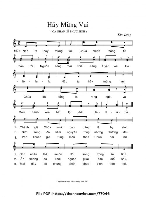 Hãy mừng vui - Lm. Kim Long - trang 1