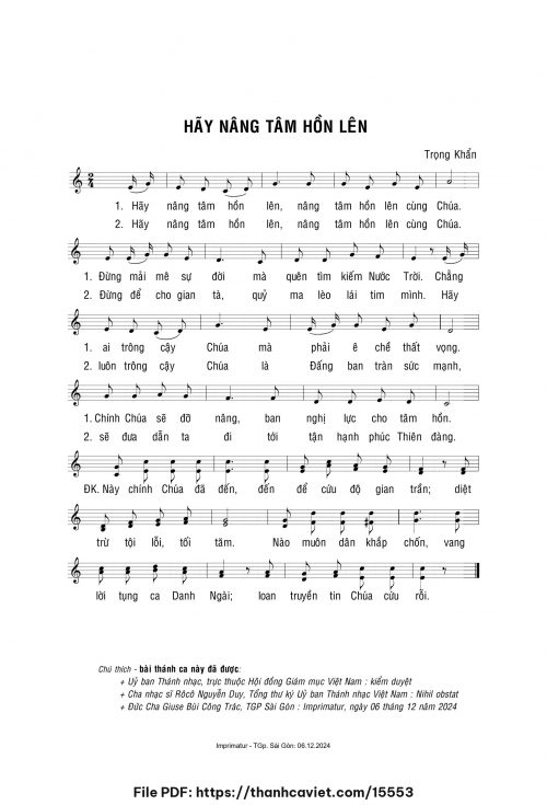Hãy nâng tâm hồn lên - Lm. Trọng Khẩn - trang 1