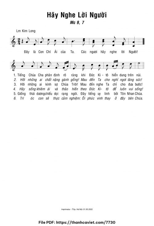 Hãy nghe lời Người - Lm. Kim Long - trang 1
