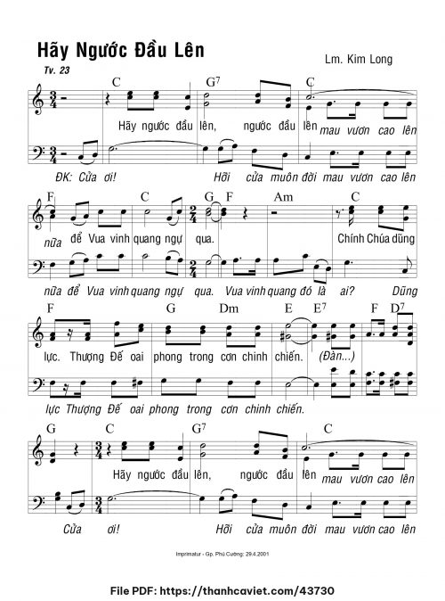 Hãy ngước đầu lên - Lm. Kim Long - trang 1