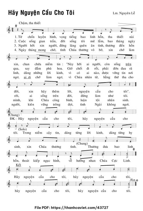 Hãy nguyện cầu cho tôi - Lm. Nguyên Lễ - trang 1