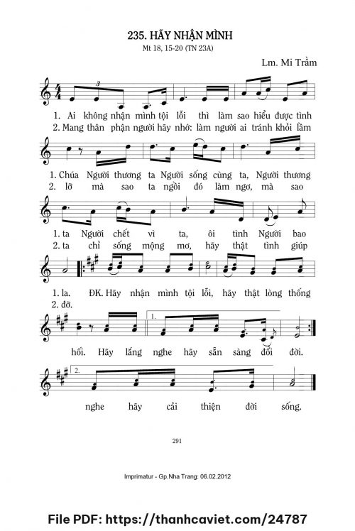 Hãy nhận mình - Lm. Mi Trầm - trang 1