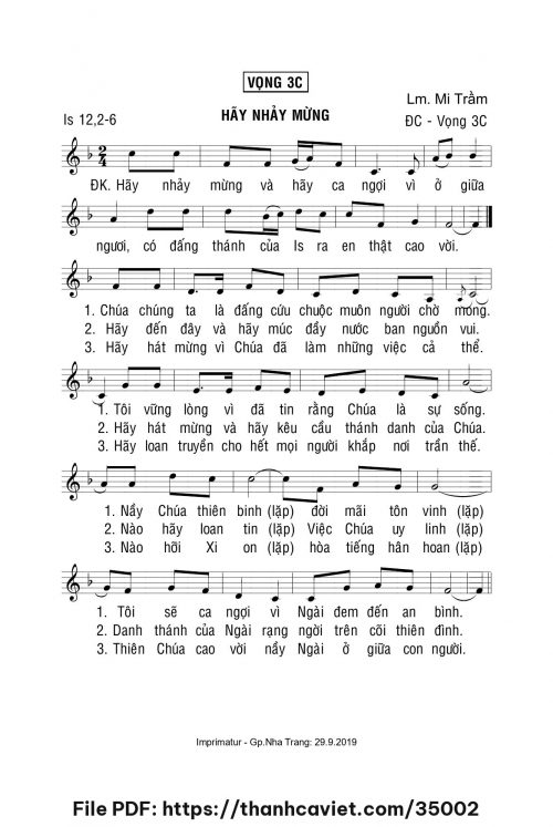 Hãy nhảy mừng - Lm. Mi Trầm - trang 1