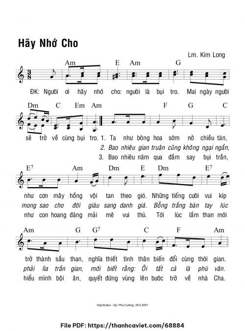 Hãy nhớ cho - Lm. Kim Long - trang 1